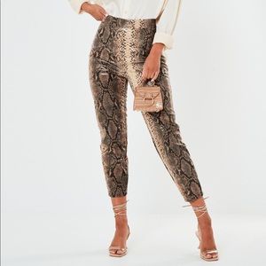 Petite Taupe Snake Print Trousers